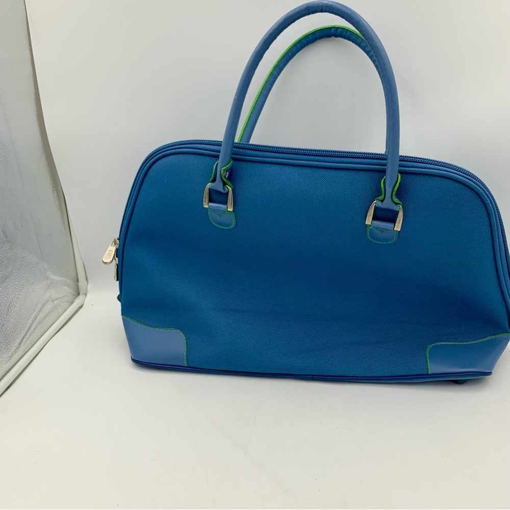 Vintage Pierre Cardin Travel Tote Carry On Shoulder Bag Blue Luggage 19x13x7 EUC - Picture 5 of 15